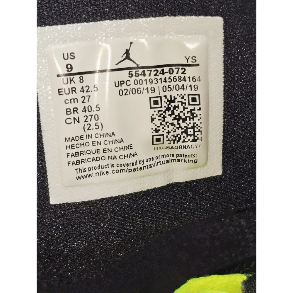 Air Jordan 1 Mid “Gunsmoke Volt” Grey Neon Yellow 554724-072 Men’s US 9